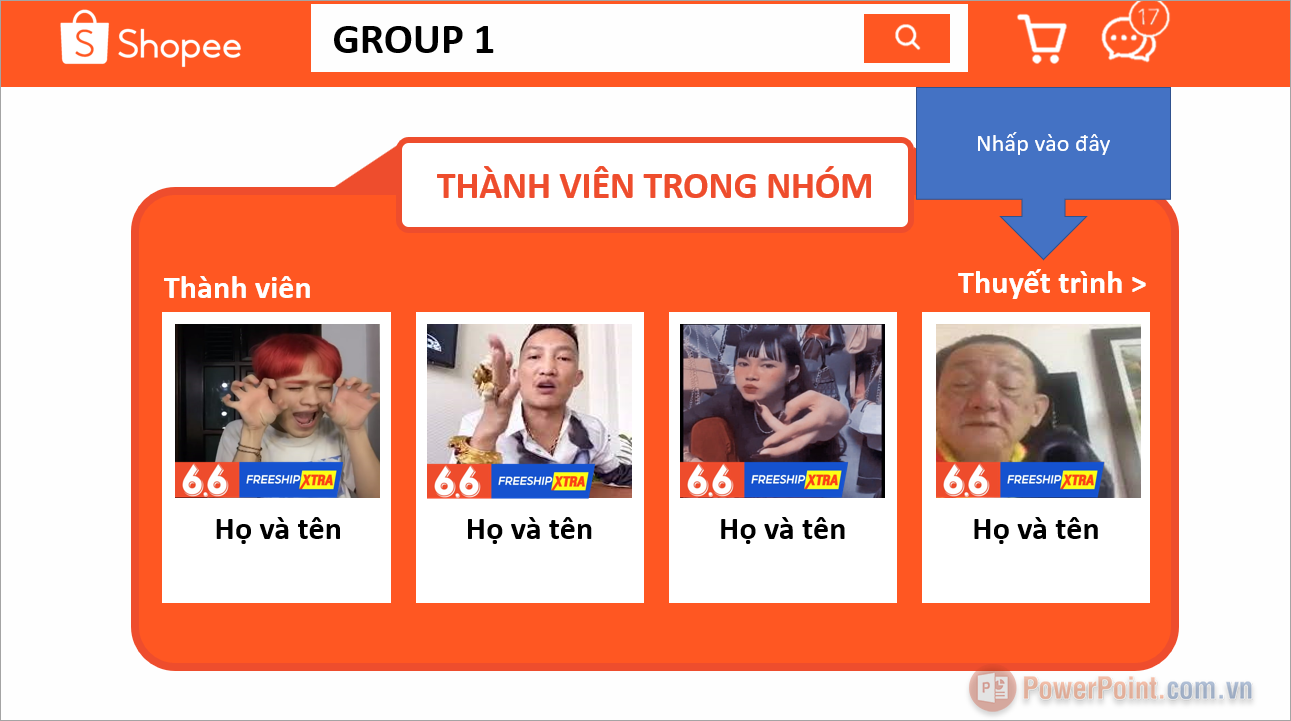 Mẫu Slide giới thiệu từng người trong nhóm PowerPoint