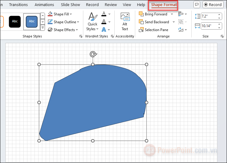 Mở Shape Format trên thanh công cụ để tiếp tục chỉnh sửa slide