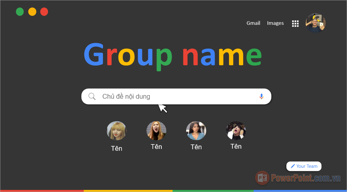 Slide giới thiệu thành viên nhóm siêu ấn tượng PowerPoint