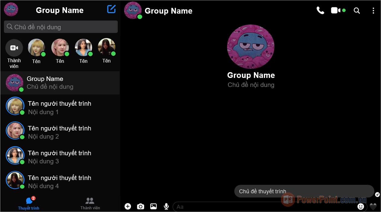 Thiết kế Slide giới thiệu thành viên nhóm ấn tượng PowerPoint