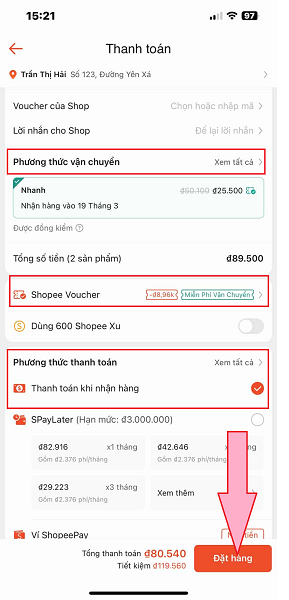 Hoàn tất quá trình thanh toán