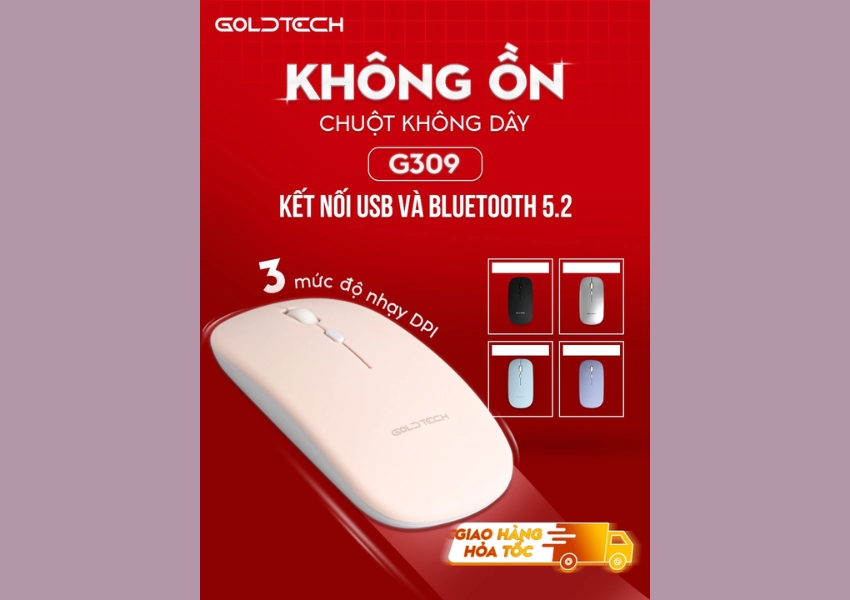 Chuột Không Dây Bluetooth GoldTech G309 Dành Cho Máy Tính, Macbook, Smart Tivi