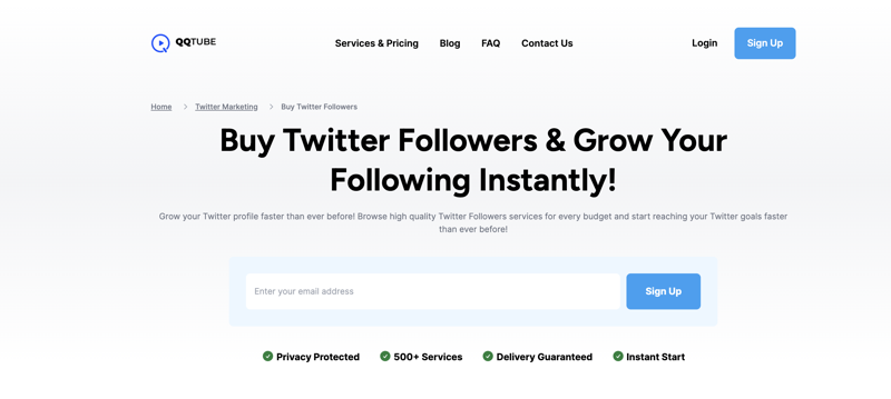 Web follow twitter QQTube
