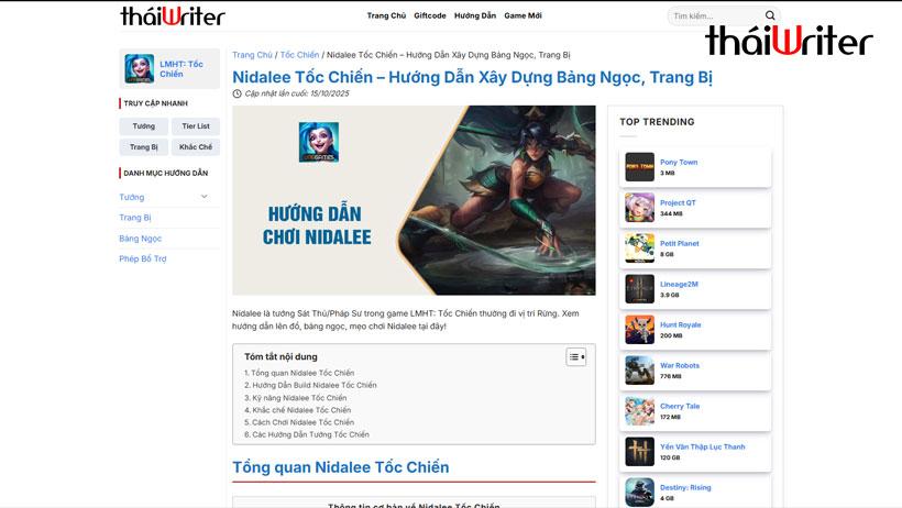 Nắm bắt mọi tin tức trò chơi với Thái Writer