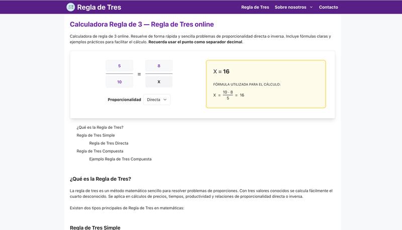 Tính quy tắc tam suất nhanh chóng hơn với regladetres-online Tính quy tắc tam suất nhanh chóng hơn với regladetres-online