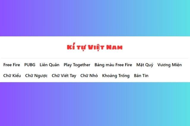 Kho kí tự của Kí Tự Việt Nam có thể áp dụng cho nhiều tựa game khác nhau